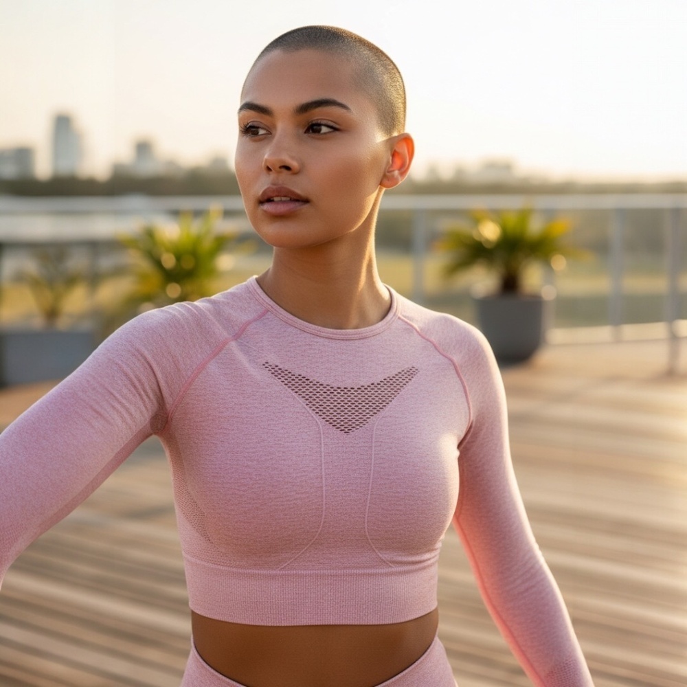 AYBL Motion Seamless Long Sleeve Crop Top Peach